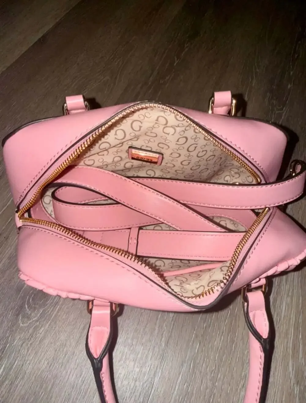 GUESS Pink Quilted Gold-Tone Satchel crossbody